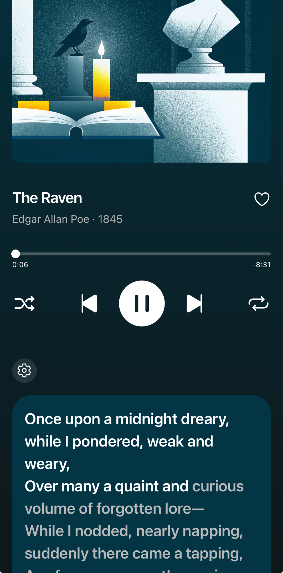 The Raven by Edgar Allan Poe — playing in Poemly