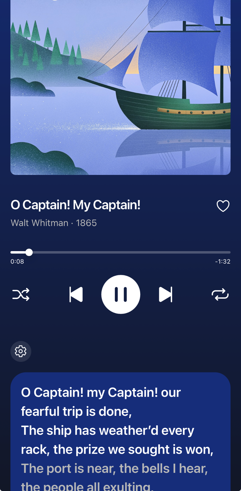Poemly player — O Captain! My Captain! by Walt Whitman